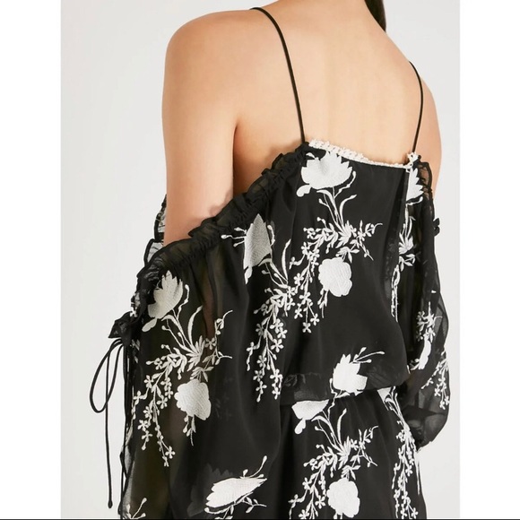 Alice + Olivia Holden Cold Shoulder Embroidered Chiffon Dress Size Medium - Picture 11 of 15